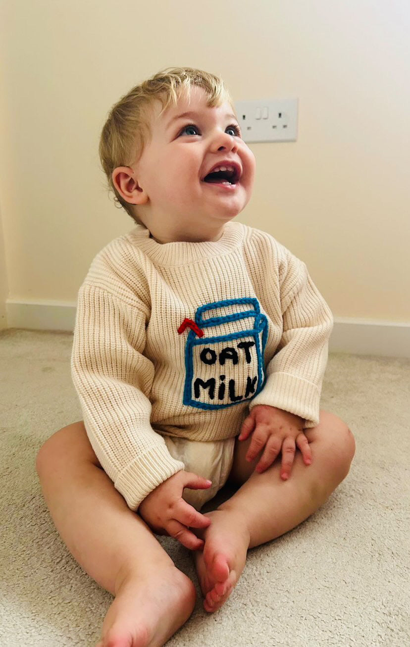 Oat Milk Carton Oversized Knit Jumper