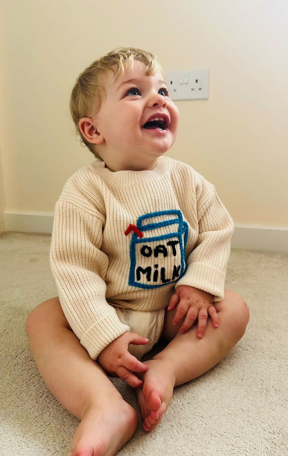 Oat Milk Carton Oversized Knit Jumper