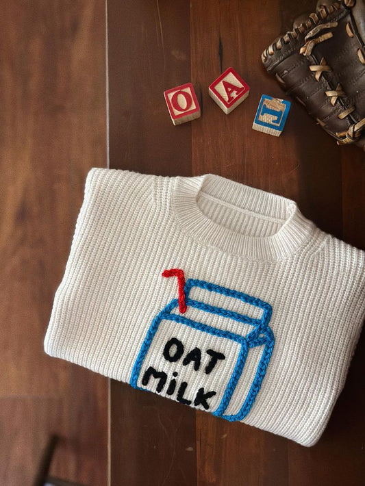 Oat Milk Carton Oversized Knit Jumper
