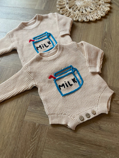 Milk Carton Knitted Rompers