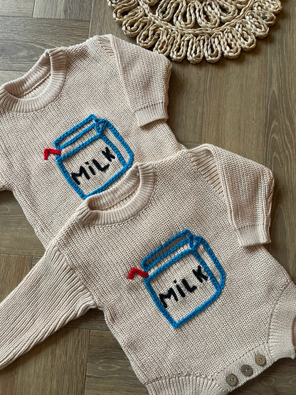 Milk Carton Knitted Rompers