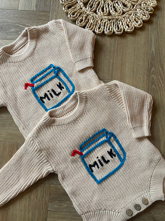 Milk Carton Knitted Rompers
